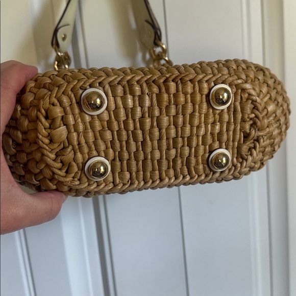Michael Kors Santorini Straw Bag with White Leather Accents - Picture 10 of 16